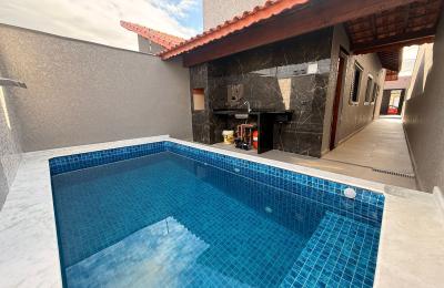 CAS261363 Casa Nova no Balneário Verde Mar Itanhaém – 02 Dormitórios com Piscina